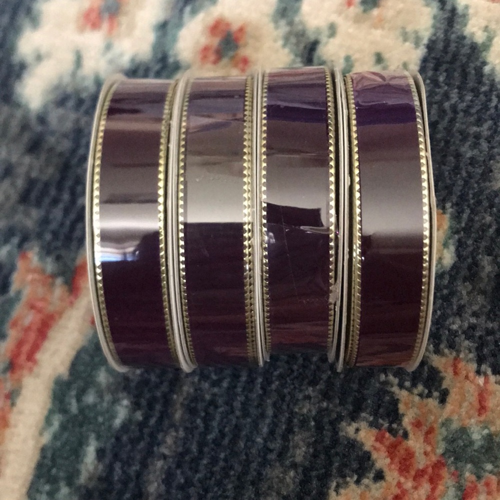Purple and Gold Ribbon Bow-tique set of 4